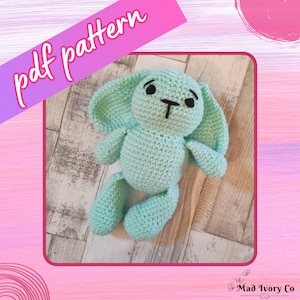 Rabbit CROCHET PATTERN (PDF), No Sew Pattern, Bunny Pattern, Easter Bunny Crochet, Amigurumi Plushie, Easy Crochet Tutorial, Crochet Rabbit