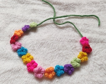 Floral Hair Garland | Crochet Flower Hair Accessory | Handmade Flower Crown | Festival & Dress Up Accessory