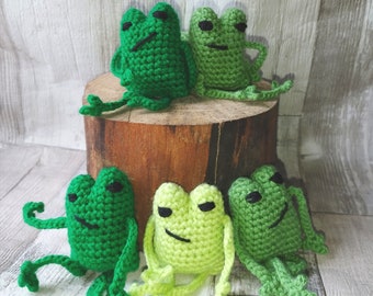 Crochet Frog Plush, Leggy Desk Buddy, Emotional Support Pet