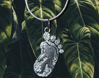 Silver Bigfoot Footprint Necklace