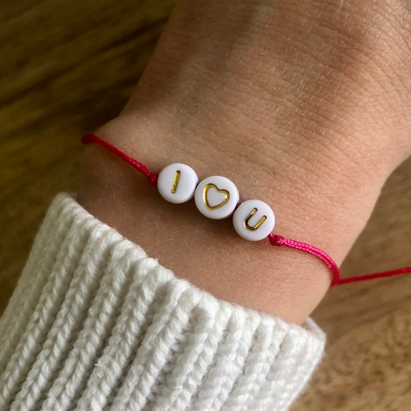 Hand-woven bracelet, personalized, adjustable bracelet, gift idea, I love you, for lovers, macramé, love and friendship