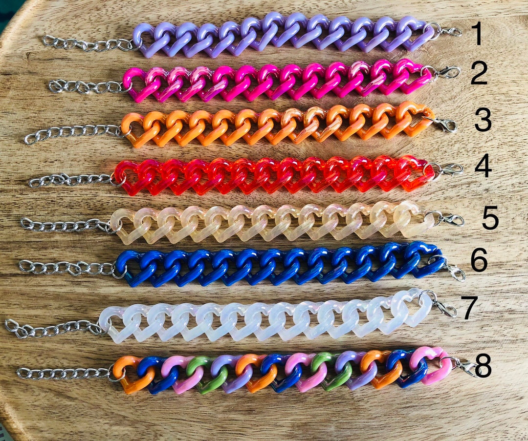 Heart Shape Link Bracelet, Mesh Bracelet, Paper Clip Bracelet, Heart