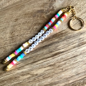Super Mistress key ring, to thank the mistress, end of year gift, ideal colorful gift, in round and gold beads