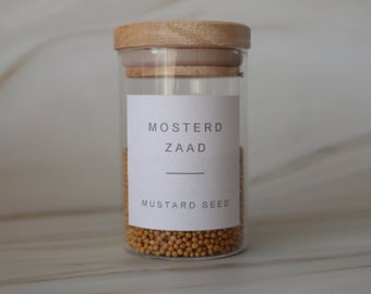 48 Aesthetic sticker spice jars 50x50 mm Dutch and English | Kitchen labels, modern minimalist labels