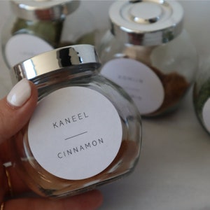 48 Aesthetic round sticker for Ikea spice jars Dutch and English | Kitchen labels, modern minimalist labels