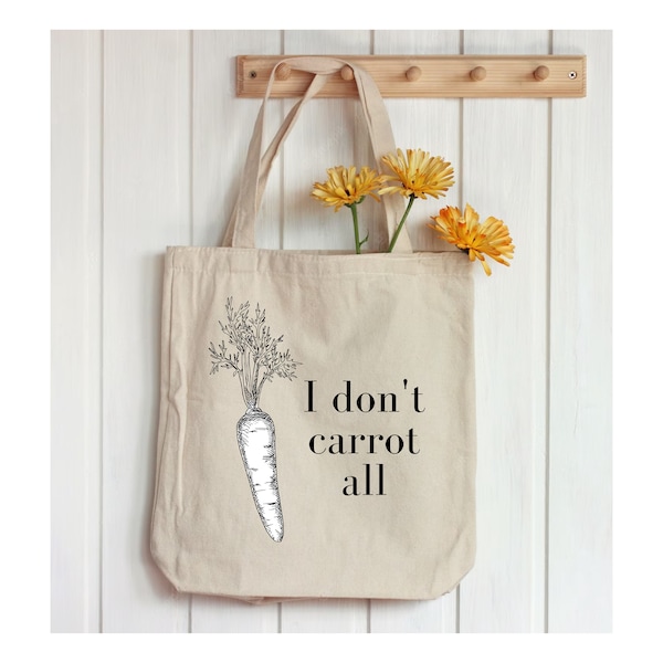 Whimsical 'I Don't Carrot All',Playful Carrot Illustration ,Fun and Funny Tote, Lighthearted Attitude ,Unique Gift Idea, Birthday Gift Bag