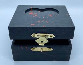 Black Blood Splatter Cube Trinket Box