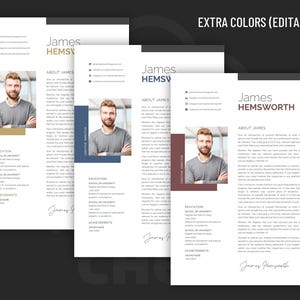 Modern Biography Template Design for Word. Included Are 2 Editable ...