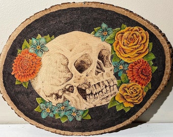 Vergissmeinnicht Schädel und Blumen