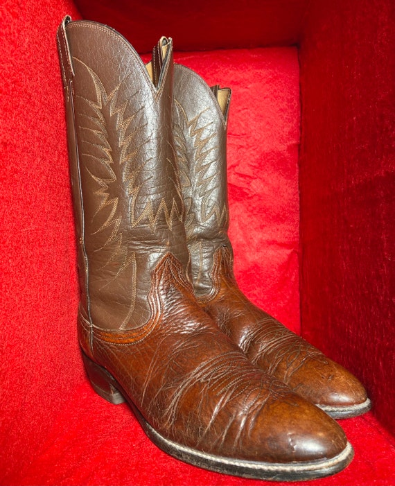 Vintage Brown Mens Nocona Cowboy boot 11B R-toe - image 2