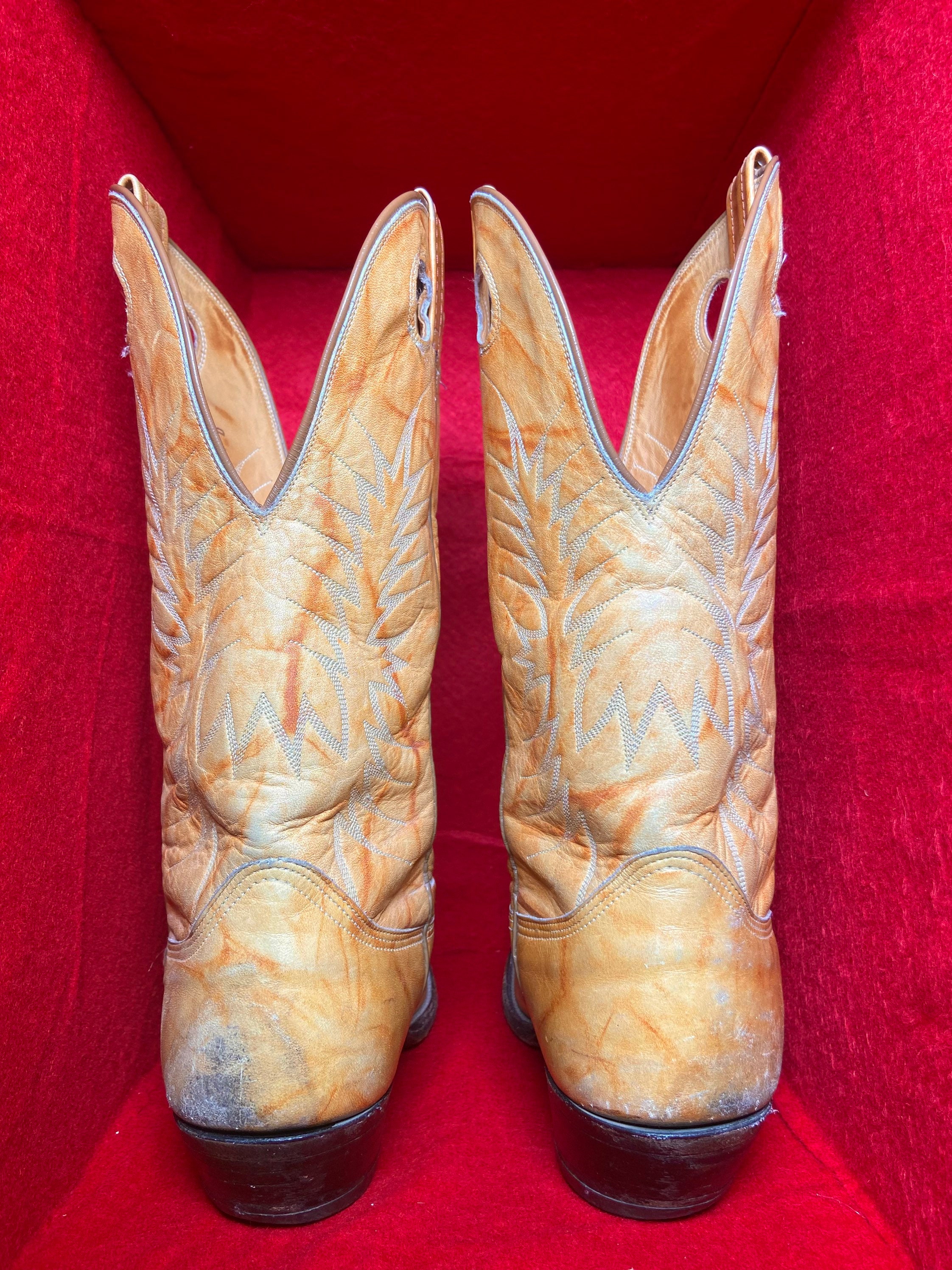 Vintage Caramel Nocona Mens Cowboy Boot 11D Roundtoe Etsy