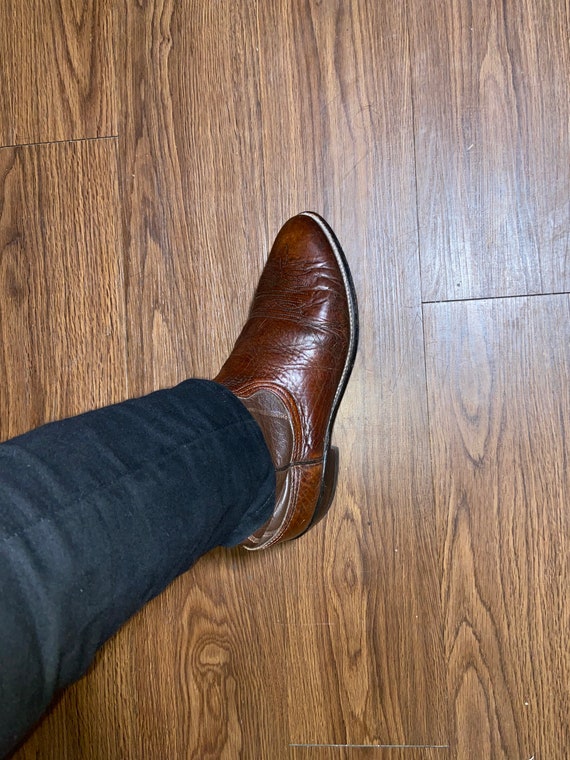 Vintage Brown Mens Nocona Cowboy boot 11B R-toe - image 9