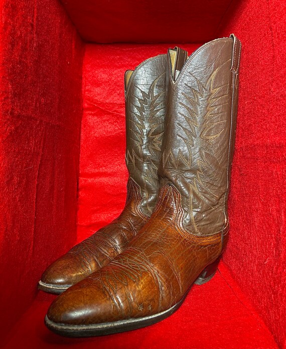 Vintage Brown Mens Nocona Cowboy boot 11B R-toe - image 1