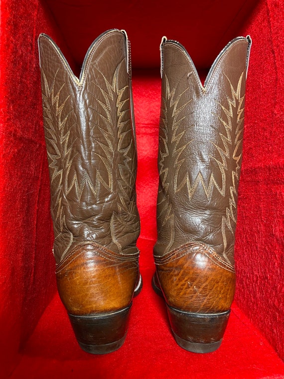 Vintage Brown Mens Nocona Cowboy boot 11B R-toe - image 5