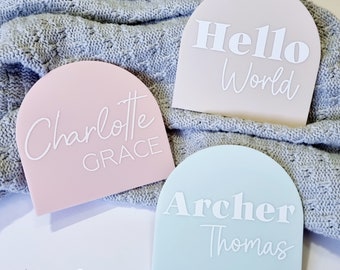 Acrylic Arch Announcement Plaque | Acrylic Plaque | Pregnancy Announcement | Baby Announcement | Name Announcement