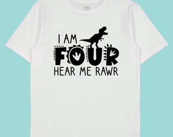 I Am Four Hear Me Rawr T-shirt | I Am Three Hear Me Rawr T-shirt | I Am Two Hear Me Rawr T-shirt | Birthday T-shirt | Dinosaur T-shirt