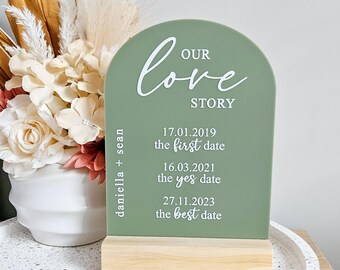 Our Love Story | First Date Yes Date Best Date | Acrylic Arch | Gift | Wedding | Anniversary