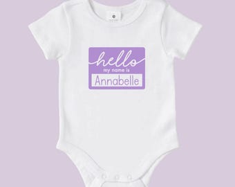 Hello My Name Is | Baby Bodysuit | Onesie | Name Reveal | Birth Announcement