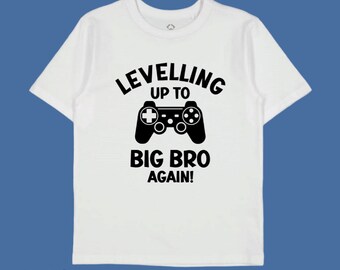 Levelling up to Big Bro Again T-shirt | Pregnancy Announcement T-shirt