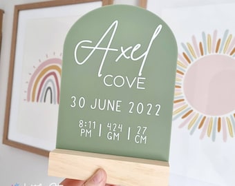Birth Details Acrylic Plaque | Name Plaque | Baby Plaque | Newborn Plaque | Birth Announcement | Kids & Baby Decor