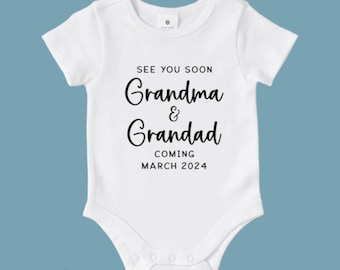 See You Soon Grandma & Grandad | Pregnancy Announcement | Baby Onesie | Baby Bodysuit |