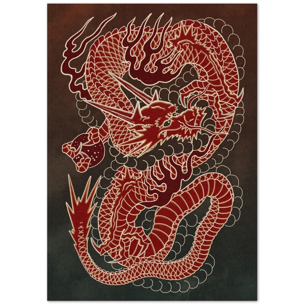 Japanese Dragon Print, Irezumi Wall Art - Etsy