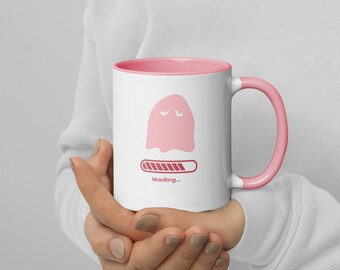 Pink Loading Ghost Mug: Gamer Gift