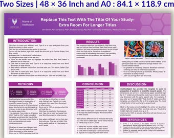 Modello di poster professionale per la ricerca scientifica in formato PPT / Poster per conferenze accademiche / Presentazione STEM / PowerPoint modificabile / Formato A0 e 48x36