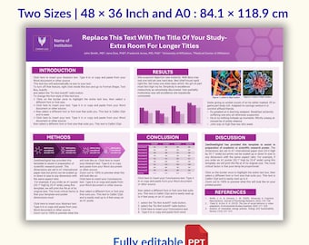 Professional Scientific Research Poster Template PPT | Academic Conference Poster | STEM Presentation | Editable PowerPoint | A0 & 48x36