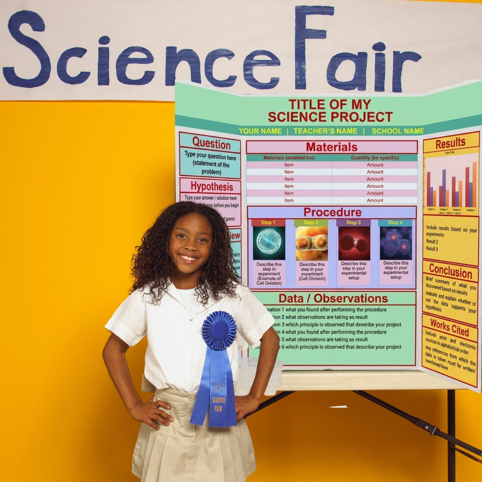 Science Fair Poster Template | School Science Project Trifold Board ...