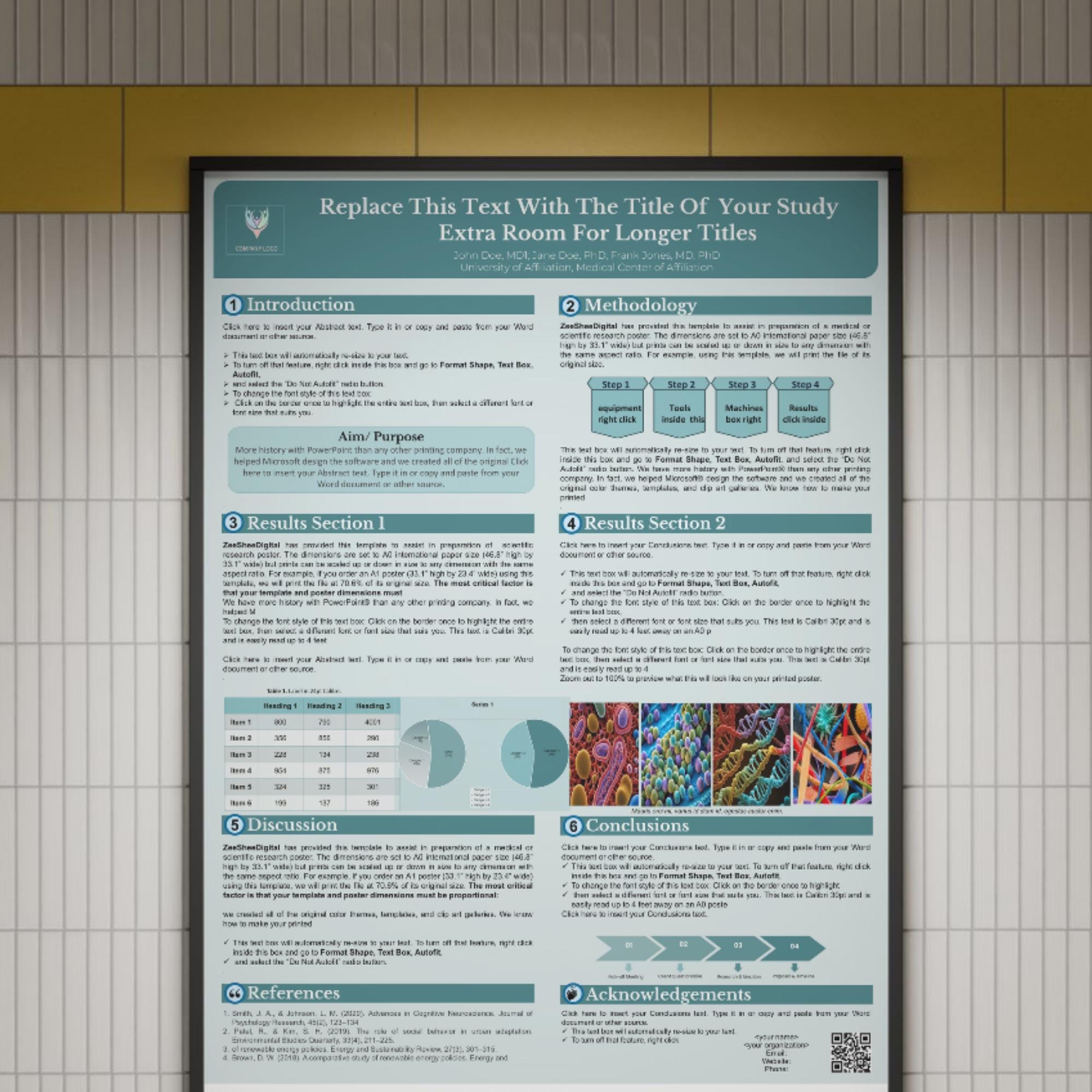 Research Poster Template 36x48 Portrait Editable Powerpoint Template
