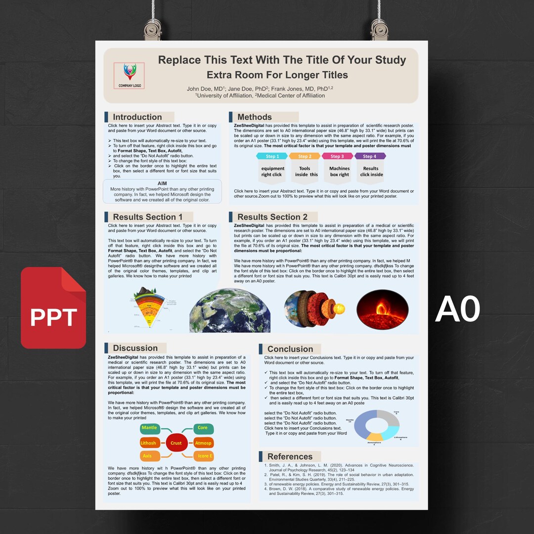 Scientific Poster Template A0 Portrait | Editable Powerpoint for ...