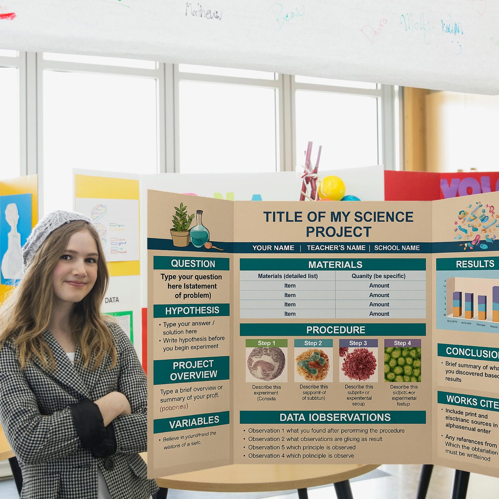 Science Fair Poster Template | A0 Editable Powerpoint PPT | Research ...