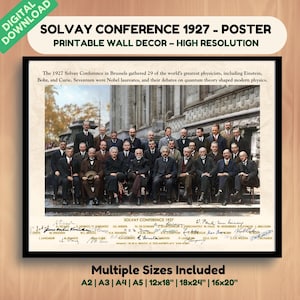 Solvay Conference 1927 Poster | Quantum Physics Wall Art | Physics Classroom Poster | Science Teacher Gift | Educational Science Print