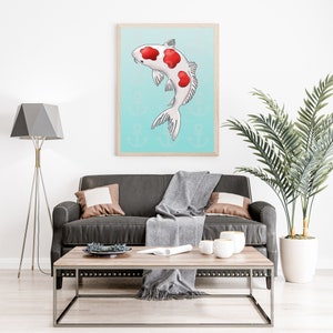 Koi Koi Carp Fish Nishikigoi Japan Digital Art Poster Printable Digital Art Picture Painting