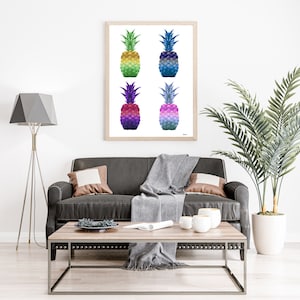 Poster, Bild Ananas, Wanddeko, Digital Art, Küche, Deko, Obst, digitale Kunst zum Download, Frucht