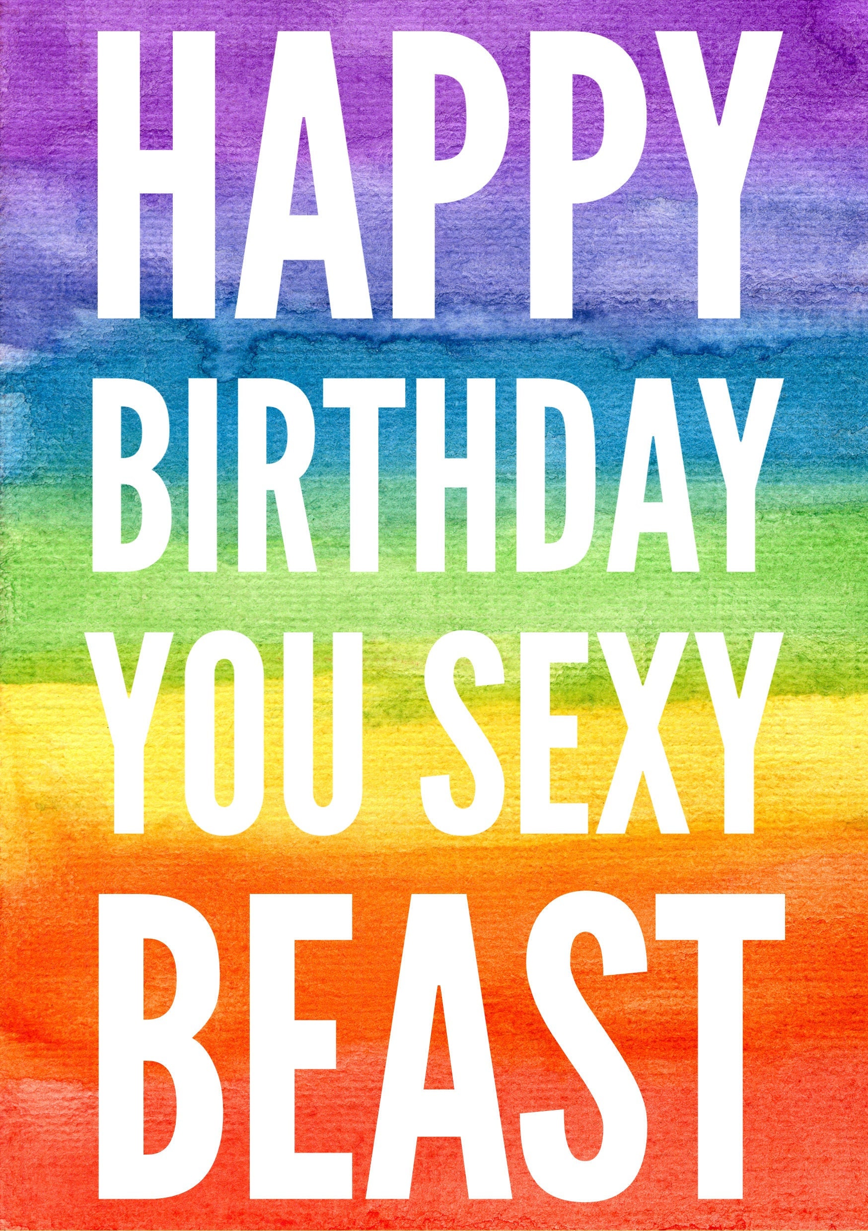 Happy Birthday You Sexy Beast Card Pride Rainbow Etsy