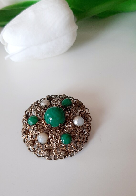 Amazing vintage brooch, Czechoslovakia, Beijing g… - image 6