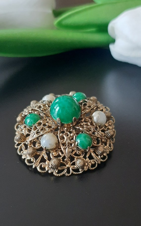 Amazing vintage brooch, Czechoslovakia, Beijing g… - image 7