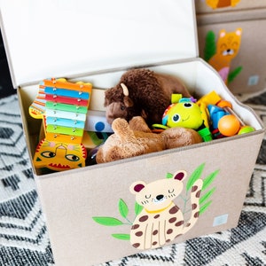 Peaceful Cheetah PERSONALIZED Toy Box Storage Box, Fabric Toy Box with Lid for Toy Storage, Jungle Nursery Decor, Baby Shower Gift image 2