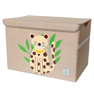 Peaceful Cheetah PERSONALIZED Toy Box Storage Box, Fabric Toy Box with Lid for Toy Storage, Jungle Nursery Decor, Baby Shower Gift image 6