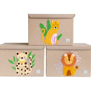 Peaceful Cheetah PERSONALIZED Toy Box Storage Box, Fabric Toy Box with Lid for Toy Storage, Jungle Nursery Decor, Baby Shower Gift image 4