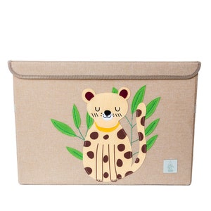 Peaceful Cheetah PERSONALIZED Toy Box Storage Box, Fabric Toy Box with Lid for Toy Storage, Jungle Nursery Decor, Baby Shower Gift image 5