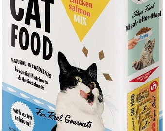 Boîte de Conservation rétro XL, Cat Food Mix – Idée de Cadeau pour Amoureux des Chats, Grande récipient métallique, Design Vintage, 4 l