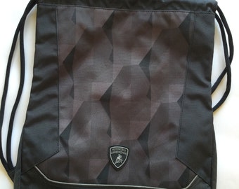 Mochila plana con cordón y licencia oficial de Lamborghini, negra