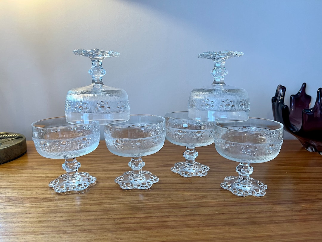 Set of 6 Vintage Glass Dessert Dishes Etsy