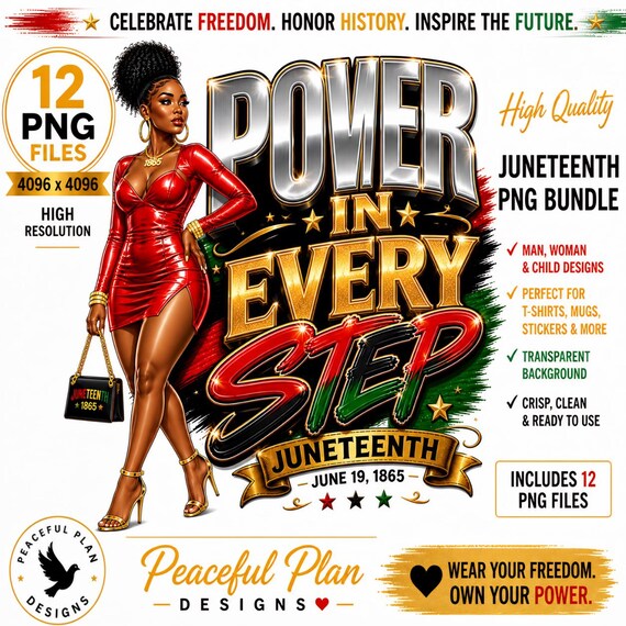 Digital Download |Juneteenth PNG Bundle | 12 Black History Designs | African American Culture