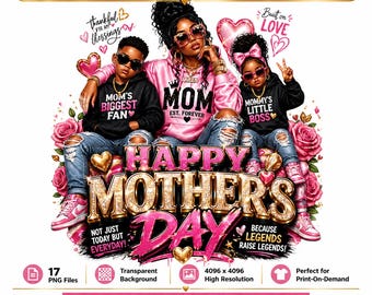 Digital Download | Mother’s Day PNG Bundle | African American Mom Clipart  | Transparent PNG |