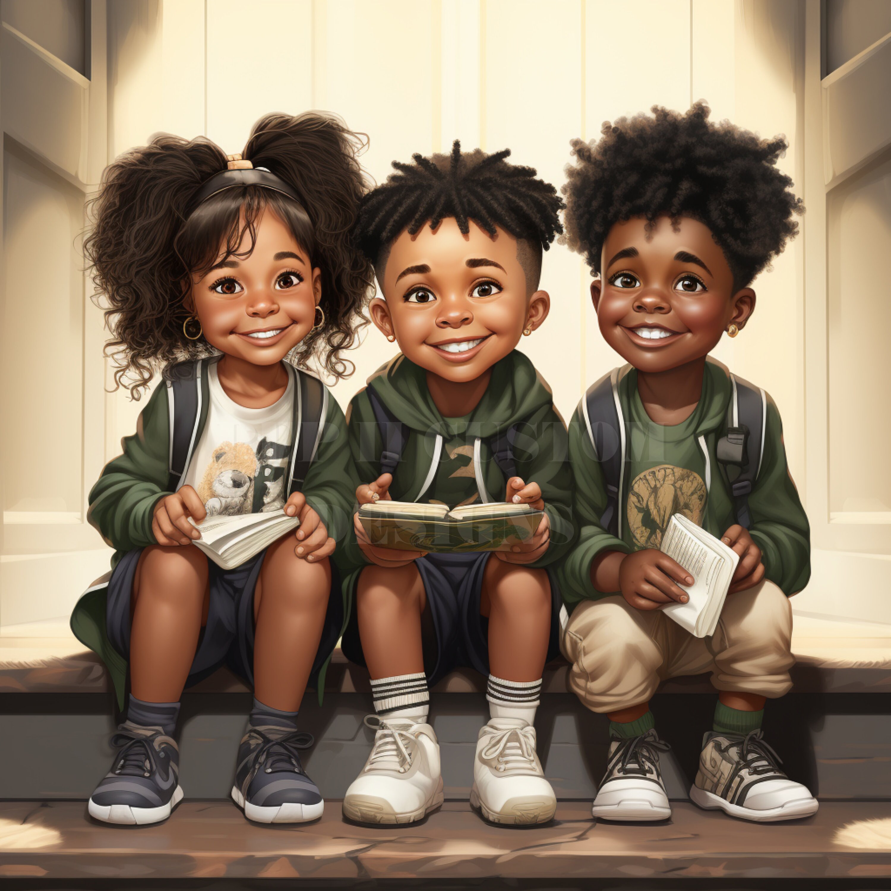 Digital Download African American Children Set of 4 Wall - Etsy