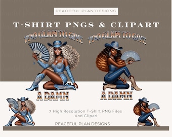 Digital Download | Too Glam T-Shirt PNG Bundle | 8 T-Shirt PNG files & 8 Transparent Clipart Files |